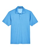 Devon & Jones CrownLux Performance Men's Address Melange Polo DG22 OCEAN BLUE HTHR Pocket